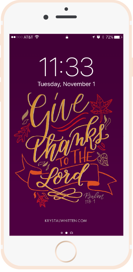 Give Thanks to the Lord Lock Screen (11/16)