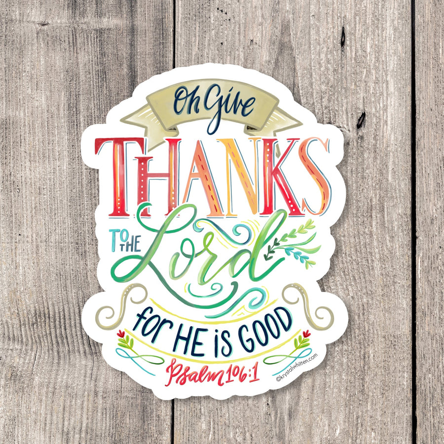 "Oh Give Thanks" sticker card